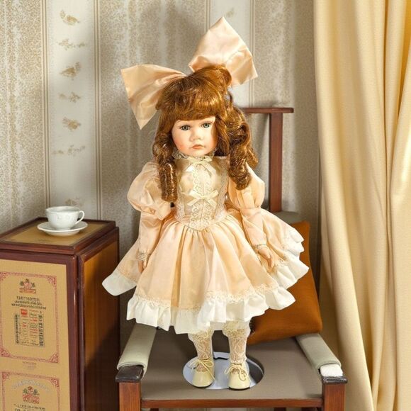 Haunted Porcelain Doll Brinn’s Red Curls Pink Bow Paranormal Presence Cold Quiet - Picture 1 of 6
